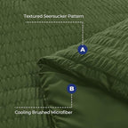 HYMOKEGE Olive Green California King Comforter Set Seersucker 7 Pieces, All Season Luxury Bed in a Bag for Bedroom, Bedding Set with Comforter, Sheets, Pillowcases & Shams