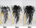 Black Hanging Flowers Faux Hanging Plants Black Artificial Hanging Plant Fake Greenery Faux UV Resistant Hanging Vines Plant for Indoor Outdoor Wedding Halloween Party Fall Wall Room Door Decor