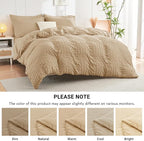 HYMOKEGE Khaki Twin XL Comforter Set Seersucker 5 Pieces, All Season Luxury Bed in a Bag for Bedroom, Bedding Set with Comforter, Sheets, Pillowcase & Sham