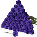 36 Pcs Purple Artificial Chrysanthemums Flowers Fake Mums Silk Vintage Ball Flower for Home Decor Indoor Floral Arrangement Table Centerpiece