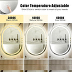 Oval LED Mirror for Bathroom Wall 28 x 40 Inch,Oval Frameless LED Bathroom Vanity Mirror,Lighted LED Mirror with 3 Color Lighting,Dimmable, Anti-Fog(Horizontal/Vertical)