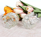 Tulip Votive Candle Holders Set of 6, Tea Light Candle Holder Glass for Table Centerpiece, Tealight Candle Holders for Wedding Déco, Birthday, Anniversary, Parties, and Holiday (Clear)