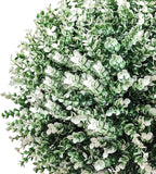 2 Pack White Artificial Christmas Tree, 24'' Outdoor Xmas Ball Tree,Fake Boxwood Topiaries with Spike,Faux Plants for Planters Urn Filler, Porch Potted Entrance Driveway Decor