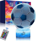 Nice Dream Soccer Night Light for Kids, 3D Illusion Night Lamp, 16 Colors Changing with Remote Control, Kids Room Decor, Toys Gifts for Children Boys Girls
