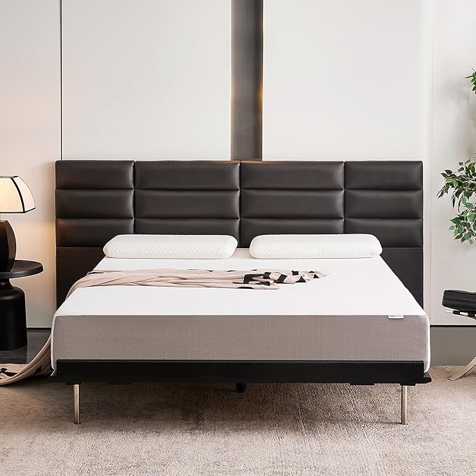 Amazon Basics Memory Foam Mattress, Medium Firm, 10 Inch, Queen, White/Grey