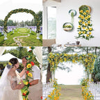 4 Pack 8.8FT Artificial Sunflower Garland with 200 LED Fairy String Lights,Fake Vines Faux Sunflowers Hanging Garland Silk Flowers Hanging Plant for Indoor,Outdoor,Wedding,Wall,Birthday Party