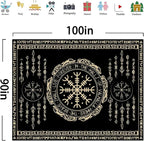 OSUNBD Nordic Vikings Tapestry Large 100x90inches Soft Flannel Vegvsir Symbol Amulet Celtic Rune Scandinavian Aesthetic Mythology Tapestry Wall Hanging for Bedroom Living Room Decor