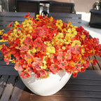 Artificial Flowers for Outdoor, UV Resistant Fake Silk Flowers, Realistic Faux Plants for Outside Indoor Porch Patio Window Box Planter Home Decor (16, Fall OrangeRed Yellow)