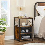 VECELO End Tables Set of 2 with Storage Space,Flip Door Night Stand for Living Room,Bedroom,Small Space,Rustic Brown