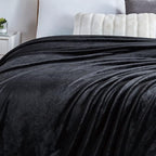 Walensee Fleece Blanket Plush Throw Fuzzy Lightweight (Queen Size 90x90 Black) Super Soft Microfiber Flannel Blankets for Couch, Bed, Sofa Ultra Luxurious Warm and Cozy for All Seasons