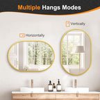 Bathroom Mirror for Wall, 30''x20'', Gold Oval Mirror for Bedroom Entryway Bathroom, Metal Framed Vanity Mirror(30''x20'',Gold)