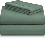 LuxClub 4 PC King Sheet Set, Breathable Luxury Bed Sheets, Deep Pockets Wrinkle Free Cooling Bed Sheets Machine Washable Hotel Bedding Silky Soft - Tree Moss Green King