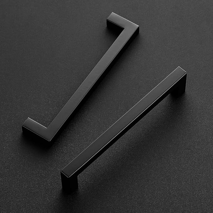Ravinte 20 Pack Square Cabinet Handles, Matte Black Cabinet Pulls and Drawer Pulls, 6-1/4 Inch, Kitchen Hardware