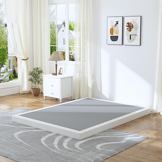 3 Inch Queen Size Box Spring, Low Profile Box Spring for Queen Bed,Heavy Duty Mattress Foundation, Metal Bed Base,Easy Assembly/Noise Free