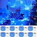 JMEXSUSS 8 Pack 50 LED Blue Fairy Lights Battery Operated Halloween Christmas Decorations