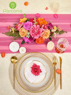 Alecono Artificial Flowers, Orange and Hot Pink Silk Fake Flowers for DIY Wedding Bouquets, Cake Flowers for Table Centerpieces Party Home Decorations