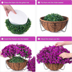 Artificial Fake Hanging Flowers Plants Basket for Outdoors Decoration, Faux Silk Bougainvillea Flowers in Planter Look Real UV Resistant Faux Flower for Outside Porch Patio Garden Home Decor, Purple