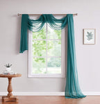 LinenZone Teal Window Scarf Valance in 288 Inch Size. Use Window Scarves as Canopy Bed or Backdrop Curtains, Curtain Scarf, or Sheer Fabric for Draping. (Amazing 55 x 288, Teal)
