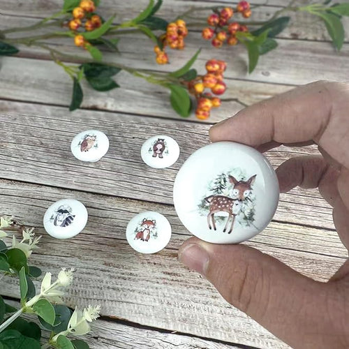 6PCS 1.5" Nursery Safari Animals Ceramics Drawer Handle Pulls Cute Decor Dresser Knobs Children's Cabinet Knob (Bear)