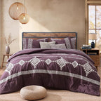 MaiRêve Embroidery Full Size Comforter Set Purple, Farmhouse Western Boho Bedding Set 7 Pieces, All Season Bed in A Bag Comforter Set with Sheets, Pillowcases & Shams