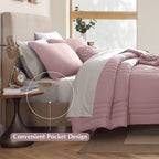 Monbix King Size Comforter Set - 7 Pieces Bed in a Bag King, Zephyr Bedding Sets with Comforter, All Seasons Down Alternative Comforter Bed Set with Sheets, Pillowcases & Shams