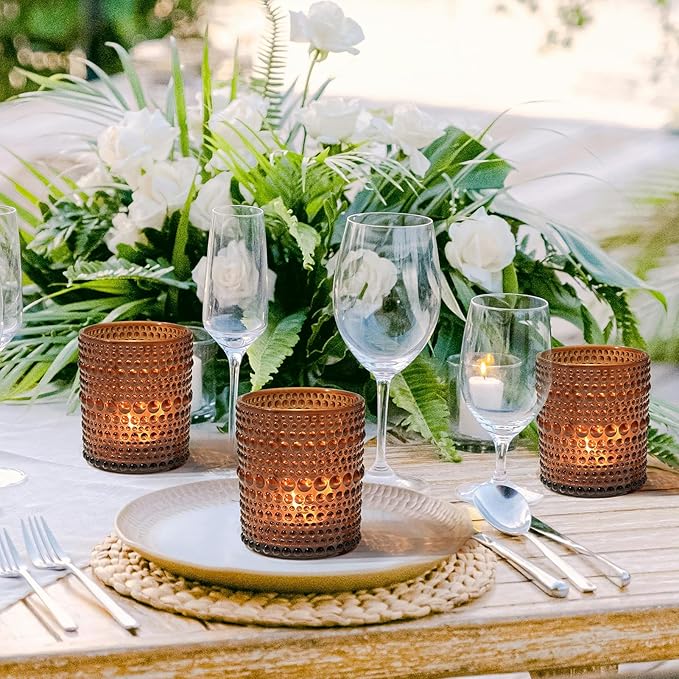 24pcs Large Votive Candle Holder for Fall Decor, 2.7 * 3.5in Large Amer Glass Tea Light Candle Holders, DIY Wax Filling Romance Tealight Candle Holders for Home Table & Christmas Thanksgiving (24)