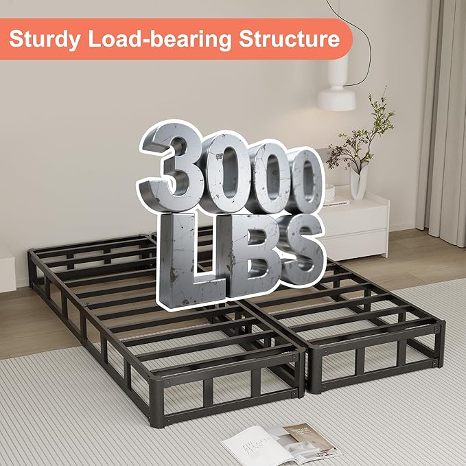 5 Inch Full Size Box Spring, Split Heavy Duty Metal Mattress Foundation with Fabric Cover, Easy Assembly, Quiet & Noise-Free