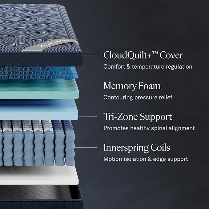 DreamCloud Luxe 14" California King Mattress - Luxury Hybrid Gel Memory Foam - 365 Night Trial - Fiberglass Free - Forever Warranty - Mattress in a Box - CertiPUR-US Certified