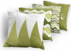 Ambesonne Modern Throw Pillow Cushion Case Pack of 4, Geometric Style Pattern of Triangles Zigzags Love Home Phrase Design, Modern Accent Double-Sided Digital Printing, 20", Olive Green and White