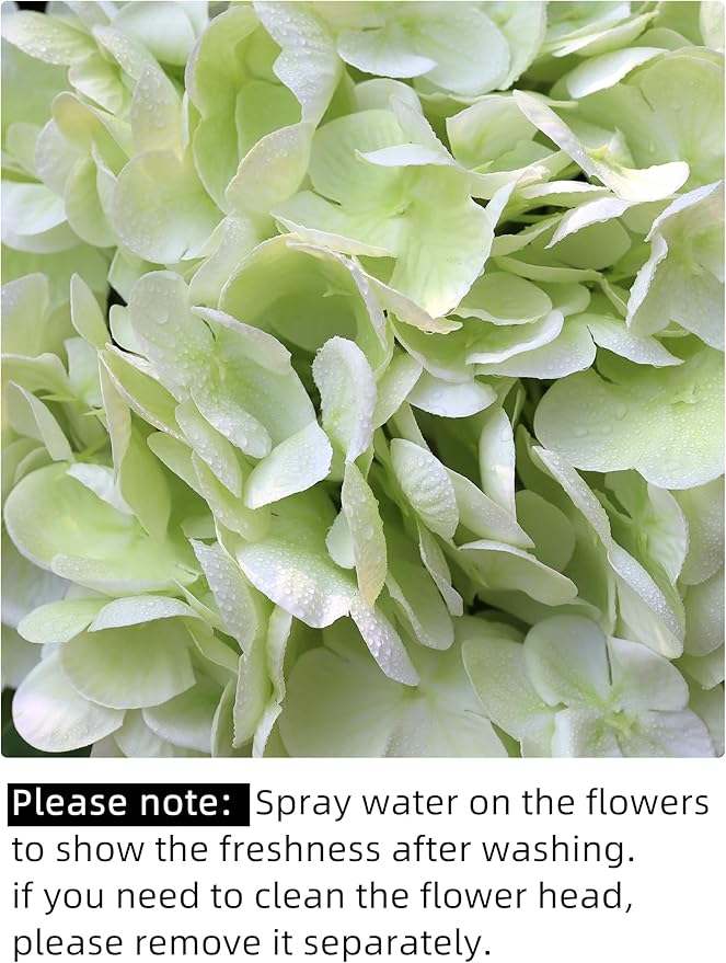 4pcs 21" Faux Green Hydrangeas Artificial Flowers, Real Touch Silk Hydrangea Flowers with Stems for Bridal Wedding Bouquet Party Home Decor