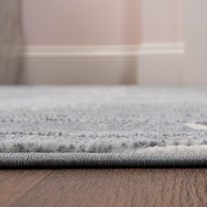 JONATHAN Y Graphic Lines High-Low Indoor Area Rug 4X6 Blue/White, Alcina Modern Scandinavian for Living Room, Bedroom, Kitchen, Easy-Cleaning, High Traffic, Pet-Friendly, Non-Shedding SND102D-4