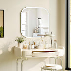 Silver Wall Mirror-Beveled Edge Frameless Mirror for Bathroom, Vanity, Bedroom, Rectangle Mirrors（24X24inch）