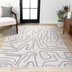 JONATHAN Y Graphic Lines High-Low Indoor Area Rug 3X5 White/Light Gray, Alcina Modern Scandinavian for Living Room, Bedroom, Kitchen, Easy-Cleaning, High Traffic, Pet-Friendly, Non-Shedding SND102C-3