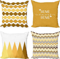 Ambesonne Modern Throw Pillow Cushion Case Pack of 4, Geometric Style Pattern of Triangles Zigzags Love Home Phrase Print, Modern Accent Double-Sided Digital Printing, 20", Pale Orange Amber and White