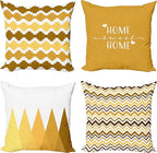 Ambesonne Modern Throw Pillow Cushion Case Pack of 4, Geometric Style Pattern of Triangles Zigzags Love Home Phrase Print, Modern Accent Double-Sided Digital Printing, 20", Pale Orange Amber and White