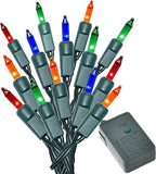 Holiday Essence Chasing Christmas Lights, 8 Function Controller 140 Multi Colored Mini Bulbs Green Wire Indoor String Lights, 31.2 Feet Long Holiday Decor