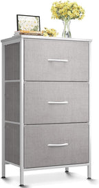 AODK Dresser for Bedroom Nightstand Small Dressers Chest of Drawers End Table for Living Room, Closet Dresser with 3 Storage Drawers Organizer Clothes, Light Grey