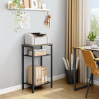 Hoctieon 3 Tier End Table, Telephone Table, Tall Side Table with Storage, Small Nightstand for Small Spaces, Metal Frame, For Living Room, Bedroom, Sofa Couch, Hall, Easy Assembly, Greige