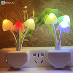 iBetterLife LED Night Light Smart Sensor 0.6W Color Changing Plug-in Night Lights for Kids Adults Cute Mushroom Night Light Bedroom Home Decor Light Wall Lamps NightLight