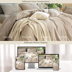 MooMee Bedding Duvet Cover Set 100% Washed Cotton Linen Like Textured Breathable Durable Soft Comfy (Heathered Taupe, Oversized Queen 98"x98")