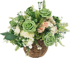 Artificial Rose Flowers 25pcs, Matcha Green Foam Fake Rose Faux Flower for Wedding Bouquets Bridal Shower Centerpieces Floral Arrangements Home Decorations Party Backdrops Table