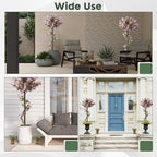 4FT Artificial Bougainvillea Tree, Set of 2 Flower Plants Artificial Tree, Faux Floral Plant Blooming Bush with Spike, 48" Large Fake Tree for Indoor Outdoor Porch Decor