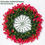 Artificial Faux Flowers for Outdoor 16 Bundles Boxwood Fake Morning Glory for Planter,UV Resistant Fake Flowers for Home Porch Patio Outside（Rose Red）