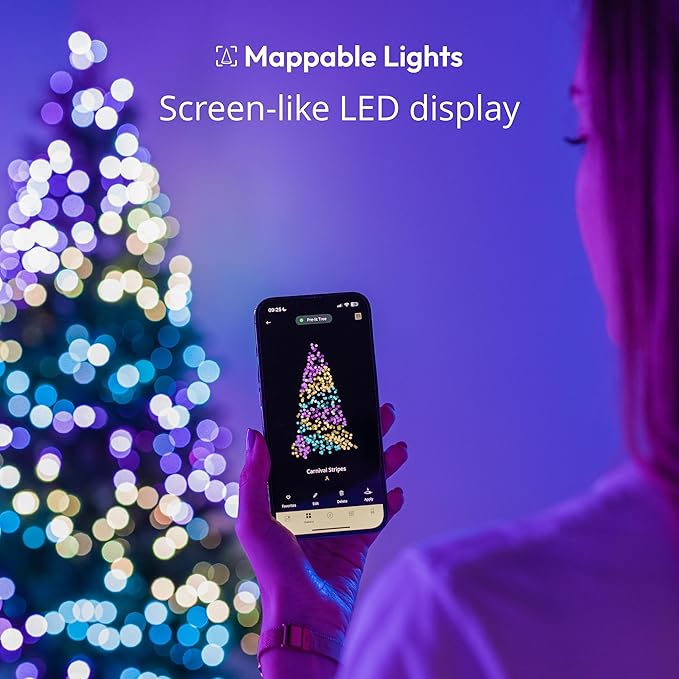 Twinkly Strings 100 LED RGB, LED Light String for in- and Outdoor, Smart LED Lights, Mappable LEDs, Compatible with Alexa and Google Home, IP44, Controlled by App, Green Wire, 8m