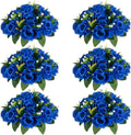 NUPTIO Flower Ball Arrangement Bouquet - 6 Pcs 9.5 inch Diameter Royal Blue Fake Flowers Roses Balls for Centerpieces Tables - Artificial Rose Arrangements for Wedding Centerpiece Table Decorations