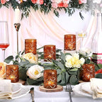 24Pcs Vintage Amber Votive Candle Holders, Amber Glass Tea Lights Candle Holder for Wedding Table Centerpiece,Vintage Boho Party Home Fall Decor,Thanksgiving and Christmas