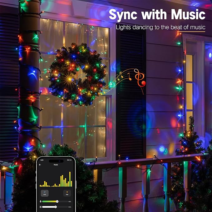 BrizLabs Smart Christmas Lights, 33FT 100 LED Color Changing String Lights APP/Voice Control, Warm White & Colored Dimmable Christmas Tree Light Music Fairy Light for Xmas Indoor Outdoor Home Decor