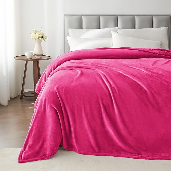BEDELITE Fleece Blanket King Size Blankets for Bed, Luxury Plush Cozy Fuzzy Blanket 108x90 inches, Super Soft Warm Lightweight Throw Blanket All Seasons Suitable, Hot Pink