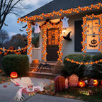 3 Pack Thanksgiving Decorations Fall Garland with Pumpkin Lights & Enlarged Maple Fall String Lights Pumpkin Decor, 30Ft 60LED Waterproof Battery Operated Christmas Fall Thanksgiving Decor for Home