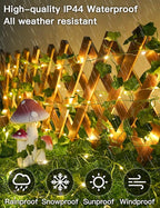 suddus Solar Fairy Lights with Vine, 33ft 100 Led Ivy Solar String Light Outdoor Waterproof, 8 Modes Leaf Lights for Balcony, Yard, Patio, Garden, Fence (Warm White)